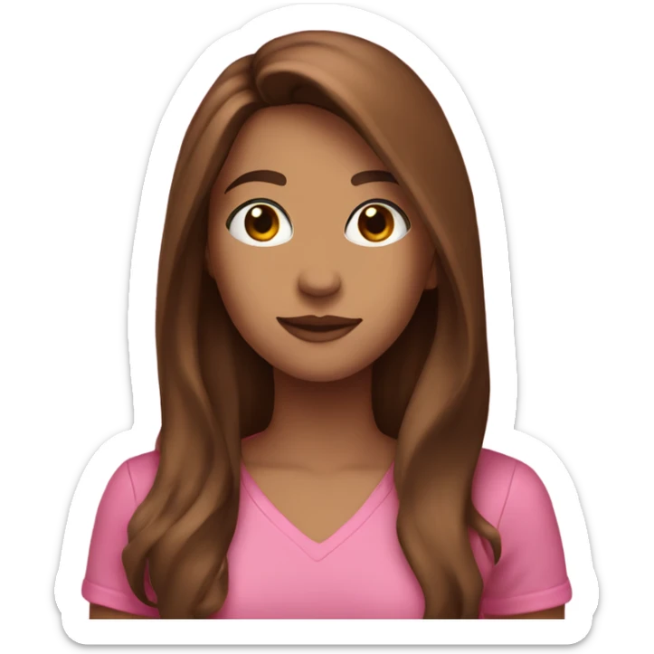 Long brown hair pink outfit  sticker