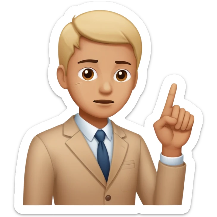 A person pointing at a painful spot or problem area, business pain point concept sticker