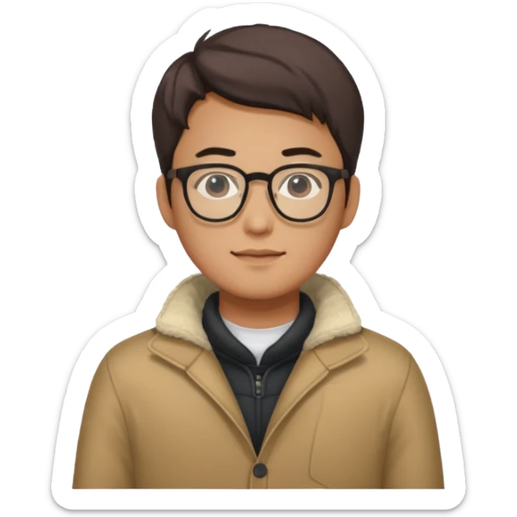 Korean 31-year-old male marketer / Wears warm clothes / Wears glasses sticker