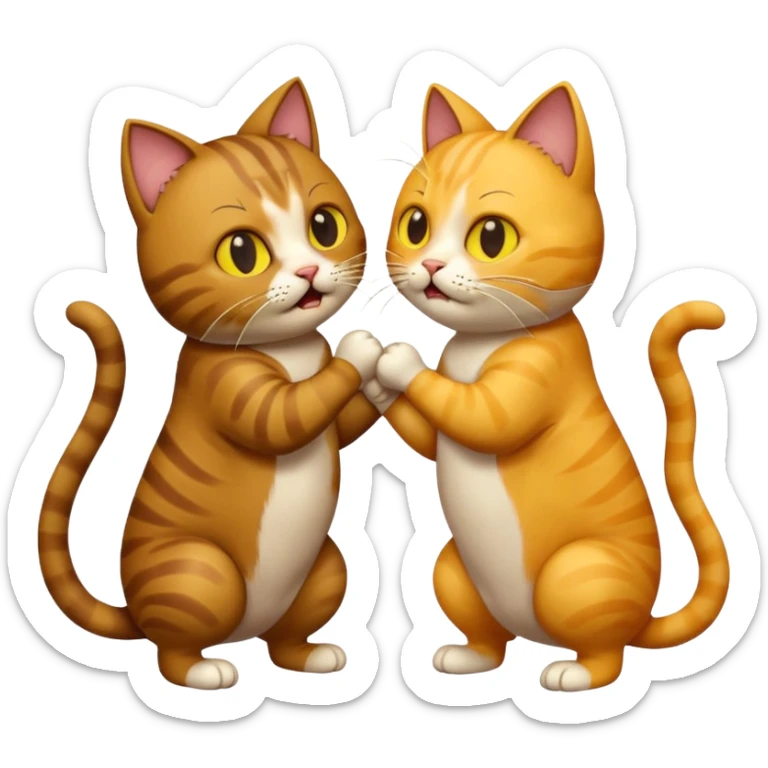 dovusen iki kedi birisi sari birisi kahverengi sticker