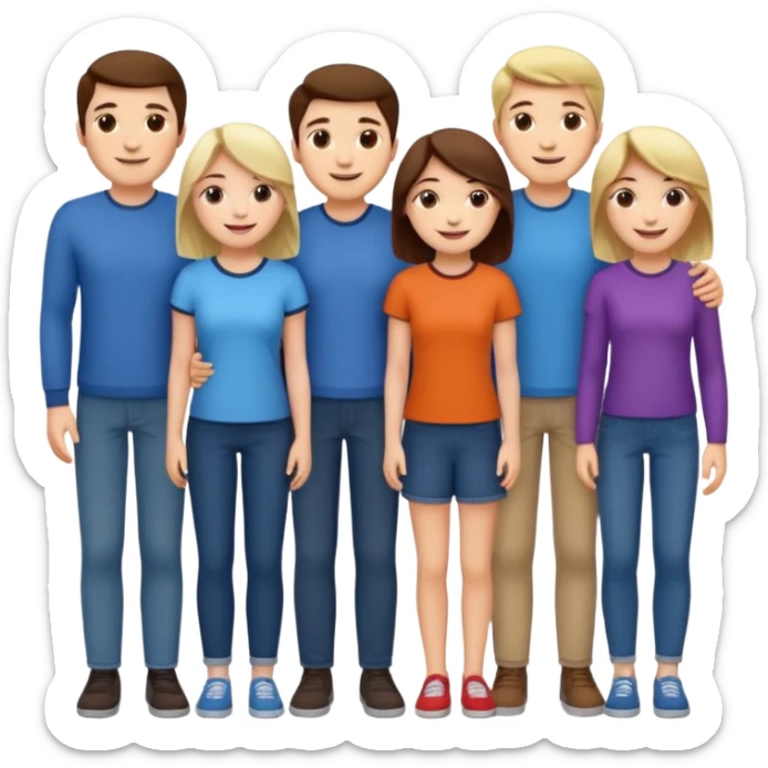 a bunch of friends emoji and they are chinese but wear normal clothes sticker