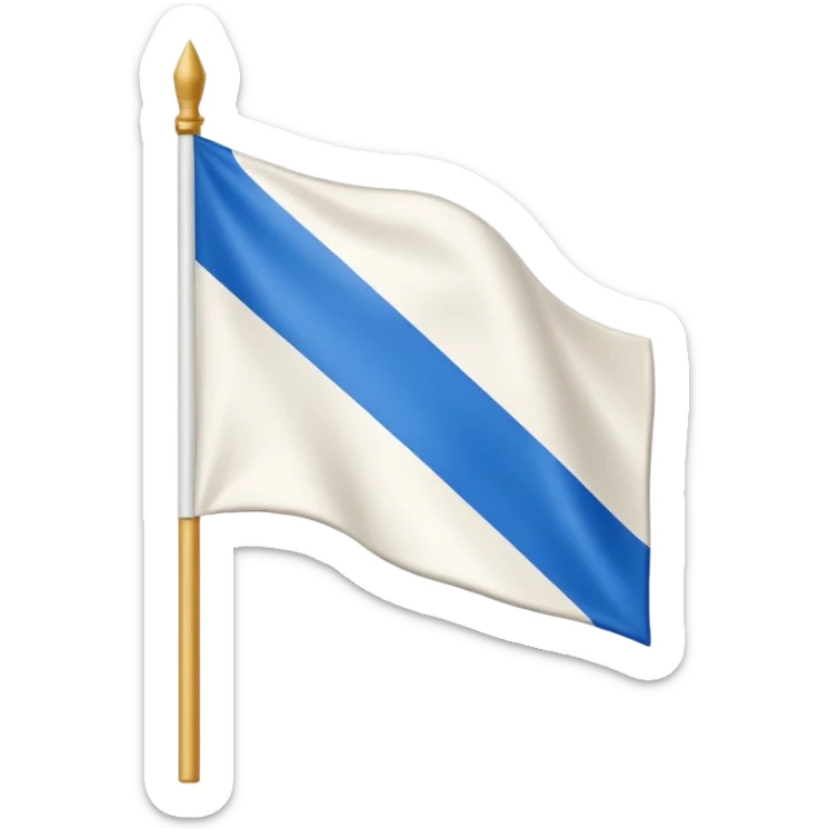 Hazme la bandera blanca con una franja azul de punta izquierda arriba a punta derecha abajo sticker