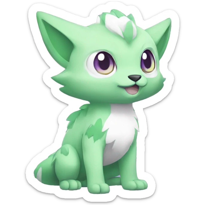 Cute cool green white purple animal hybrid Fakemon full body sticker
