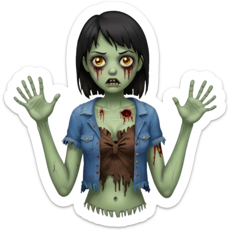 menina zumbi de franja e morena cabelos pretos e seios avantajados sticker