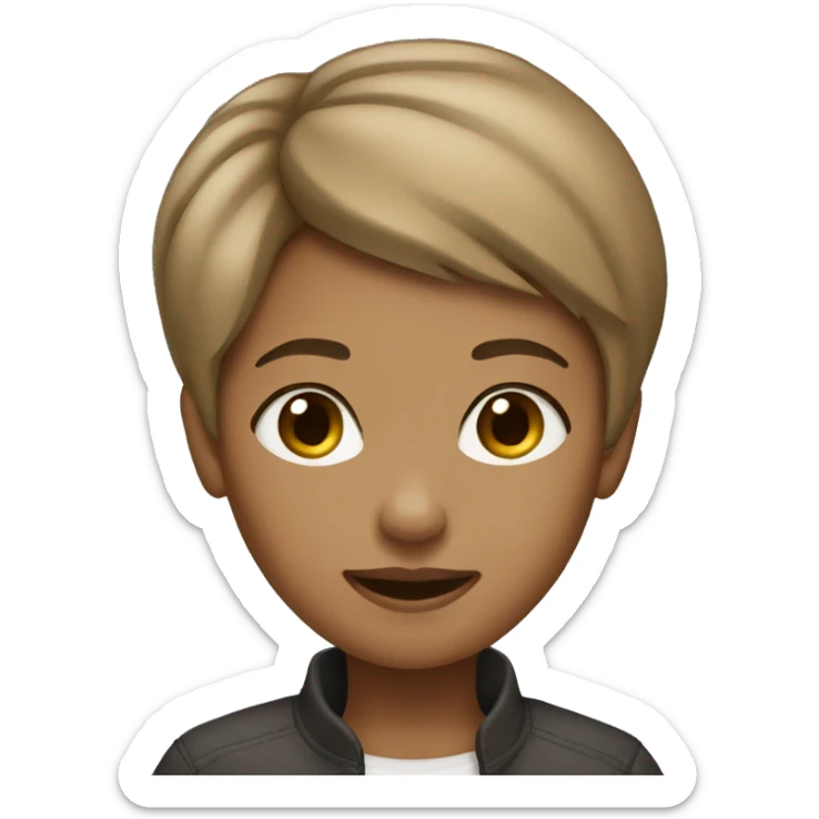 A girl with short hair, wheatish skin tone, and wearing short clothing. sticker