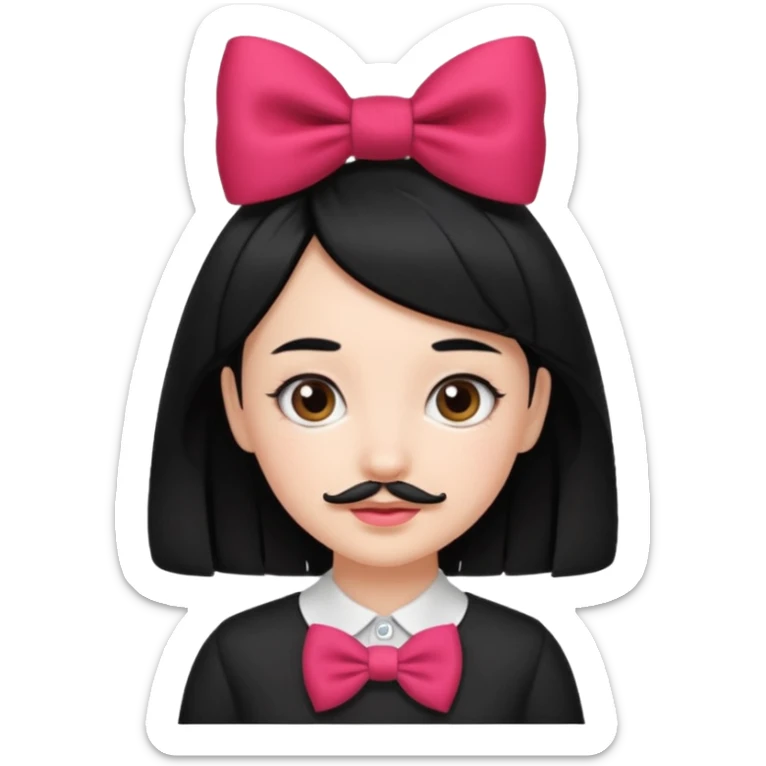 Adolf Hitler Like a girl hair with a bow  That he has black hair and a small mustache like Hitler  sticker