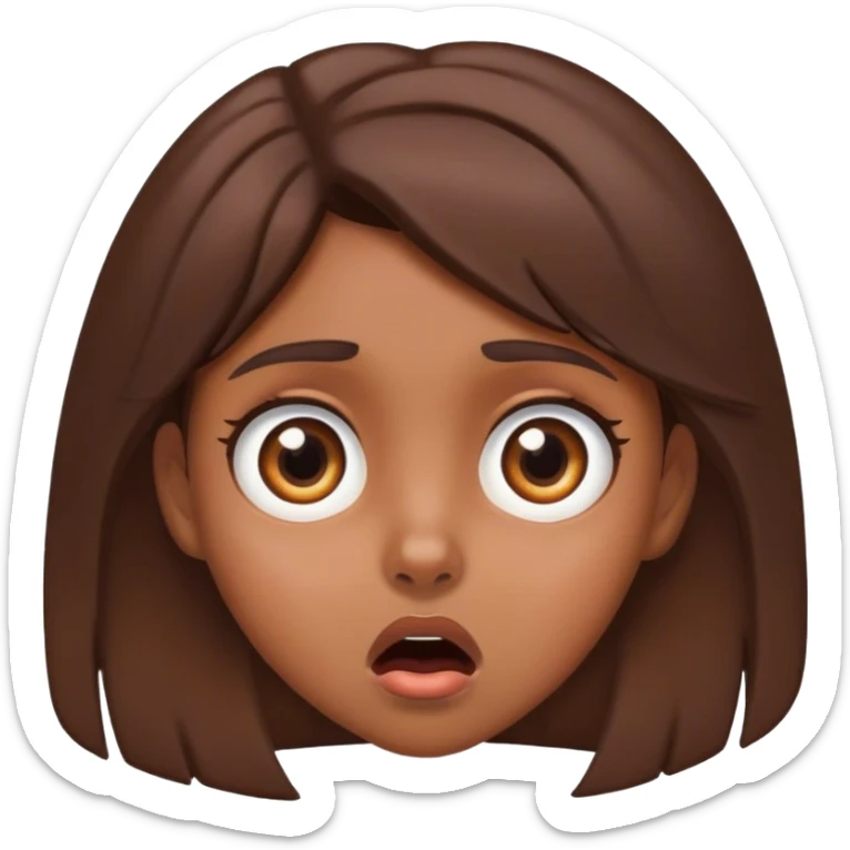 shocked girl with brown hair and brown eyes sticker
