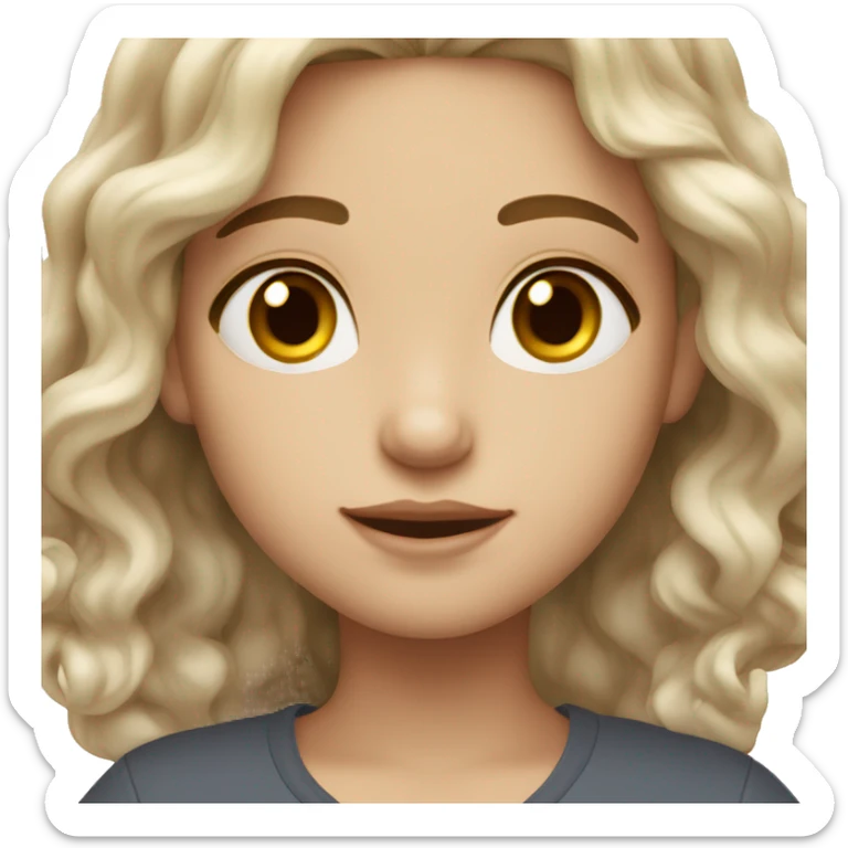 fair-hared wavy hair girl with brown eyes white skin tone sticker