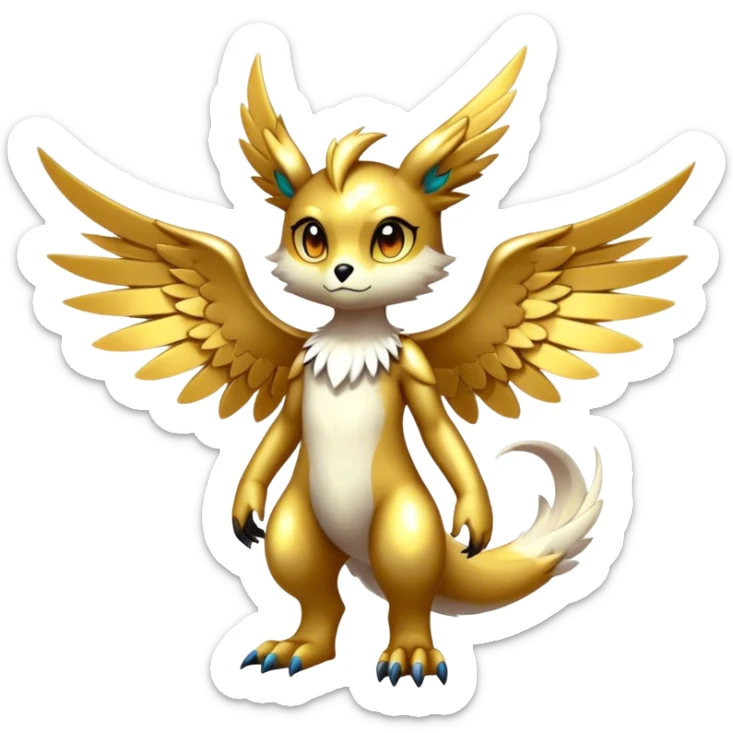 Anthro Sona Cool Edgy Cute Colorful Shy Winged Shiny Fakemon-Fantasy-Creature Full Body sticker