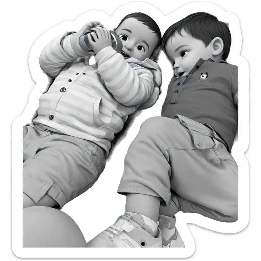 child drinking in greyscale sticker
