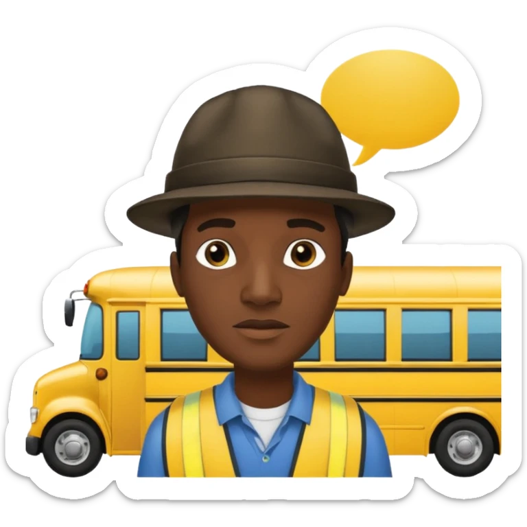 a school bus with a jamaican man saying bomboclat ("BOMBOCLAT' in speech bubble in front of the man) sticker