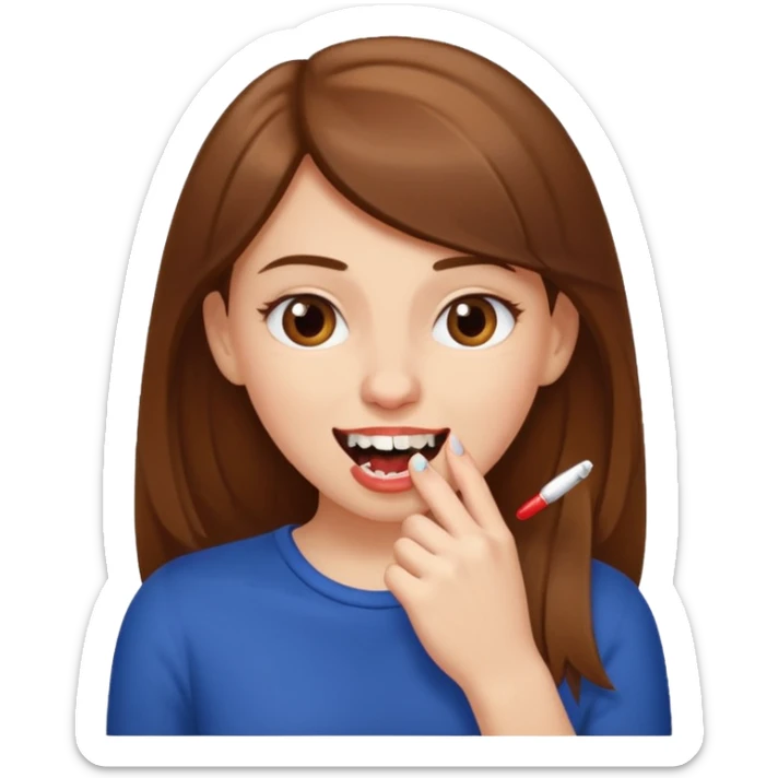 Une fille brune et blanche qui se mord l'ongle avec ses dents comme si elle draguait qqn sticker