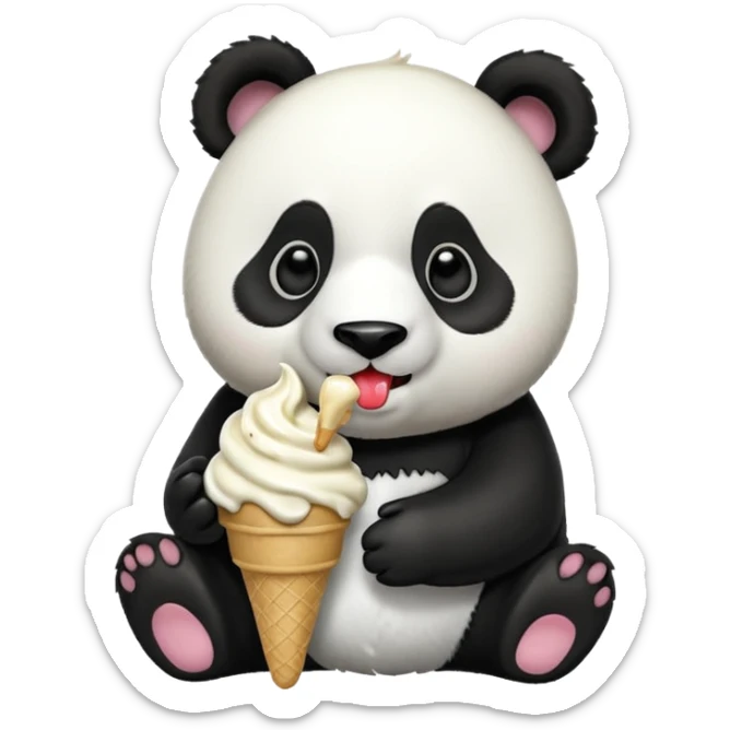 Panda eating ice cream sticker