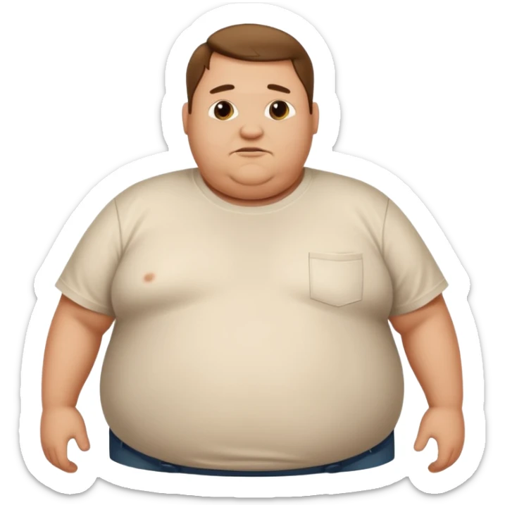 Hombre obeso mórbido con la barriga saliendo de la camisa sticker
