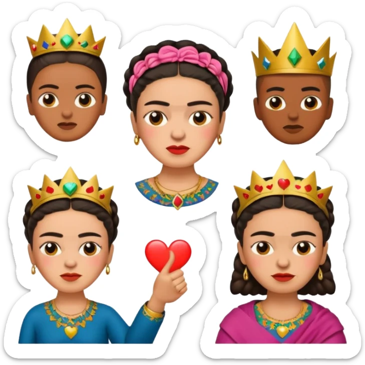 emoji pack of Frida Kahlo in style of her artworks that depicts at least these👍👎😍❤💤💫 sticker