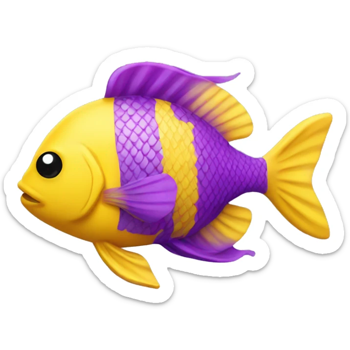 Yellow and purple colour fish  sticker