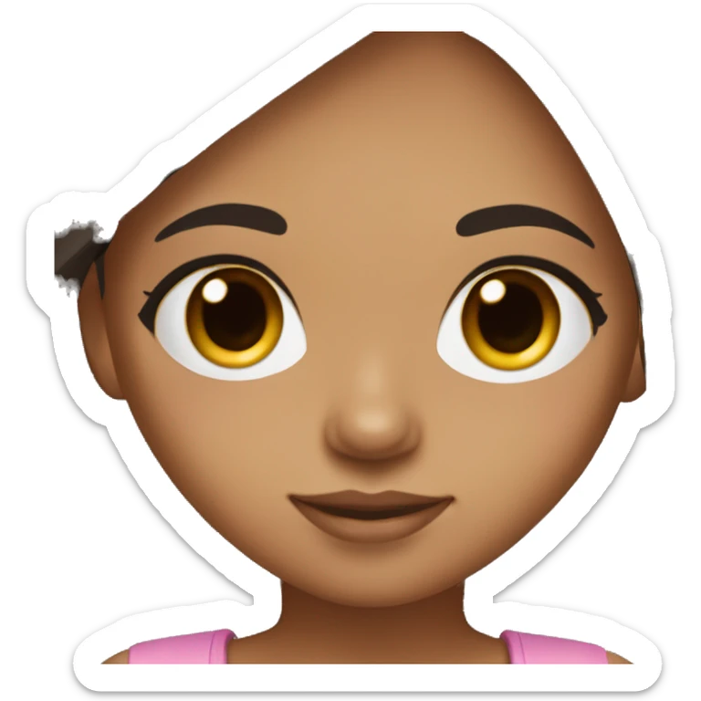 Little brown skin girl with black straight hair with brown eyes and lashes sticker