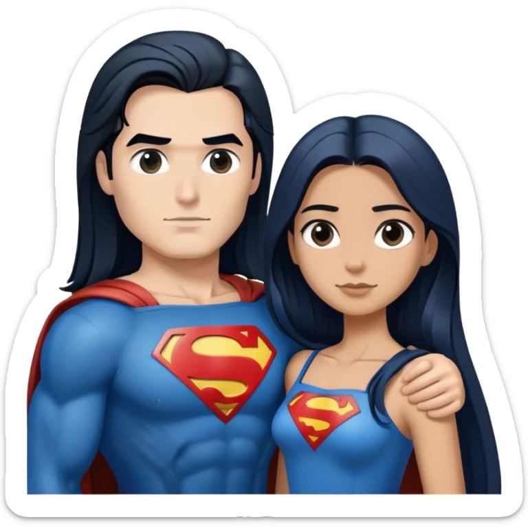 Superman-and-girl-with-black-faded-to-dark- blue-straight-long-hair sticker