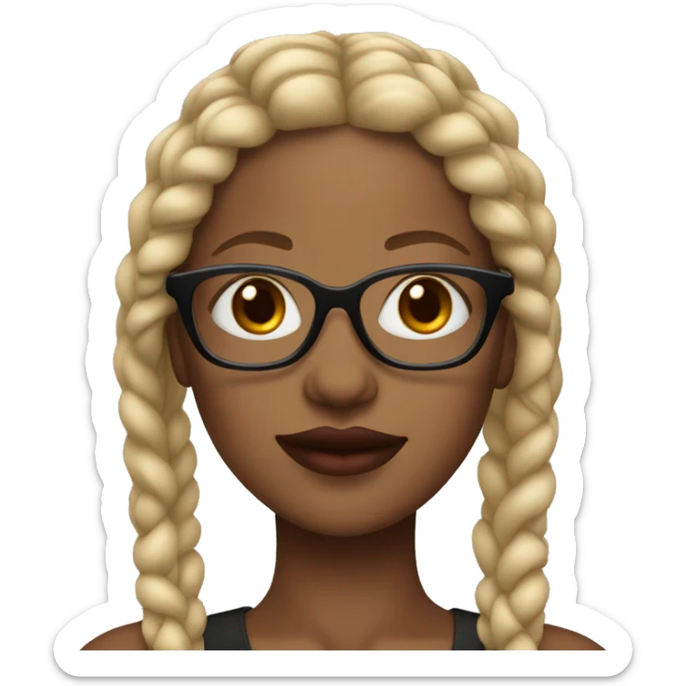 black woman with glasses and blonde braids and red lips sticker