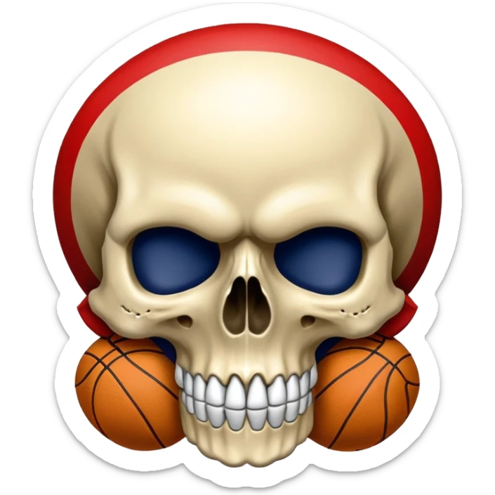 skull colored in New Orleans Pelicans basketball team colors - navy blue, gold, and red sticker