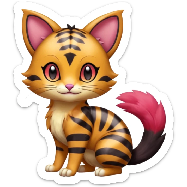 Cute Adorable Shiny Colorful Realistic Elegant Pretty Beautiful Liepard-Furret-Litten-Skitty-Pokémon-fusion-creature (full body) sticker