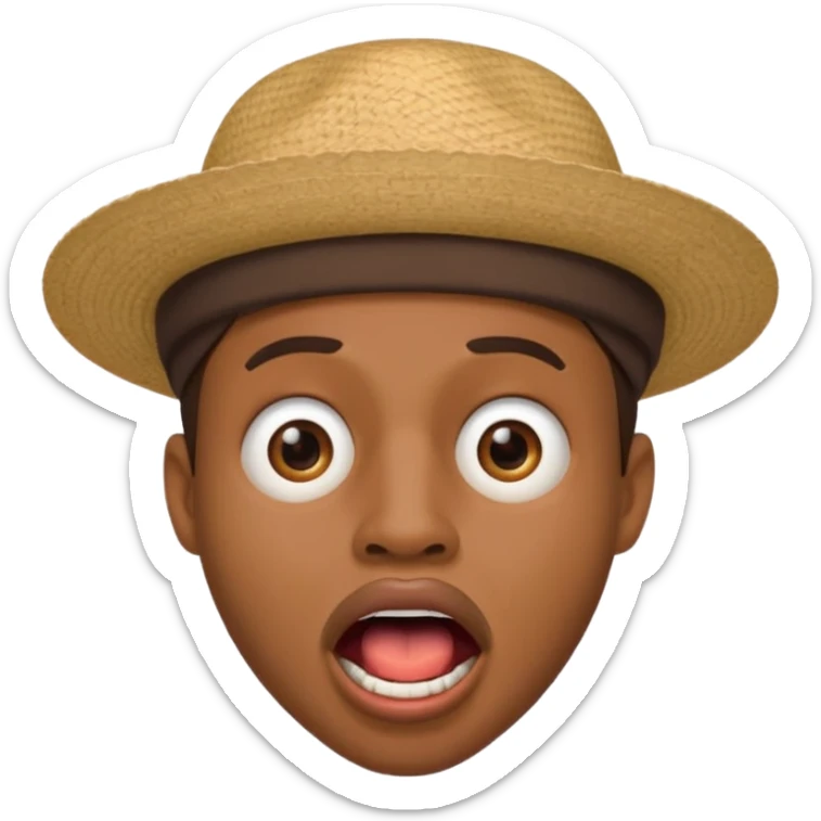 homme créole réunionnais  étonné  bouche ouverte avec chapeau sticker