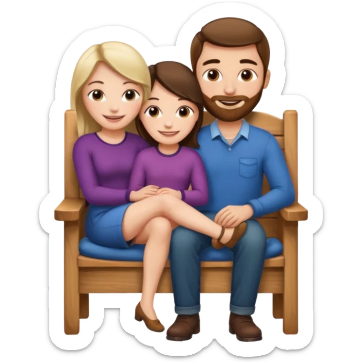 A woman sitting on a man's lap in a wooden chair face to face sticker