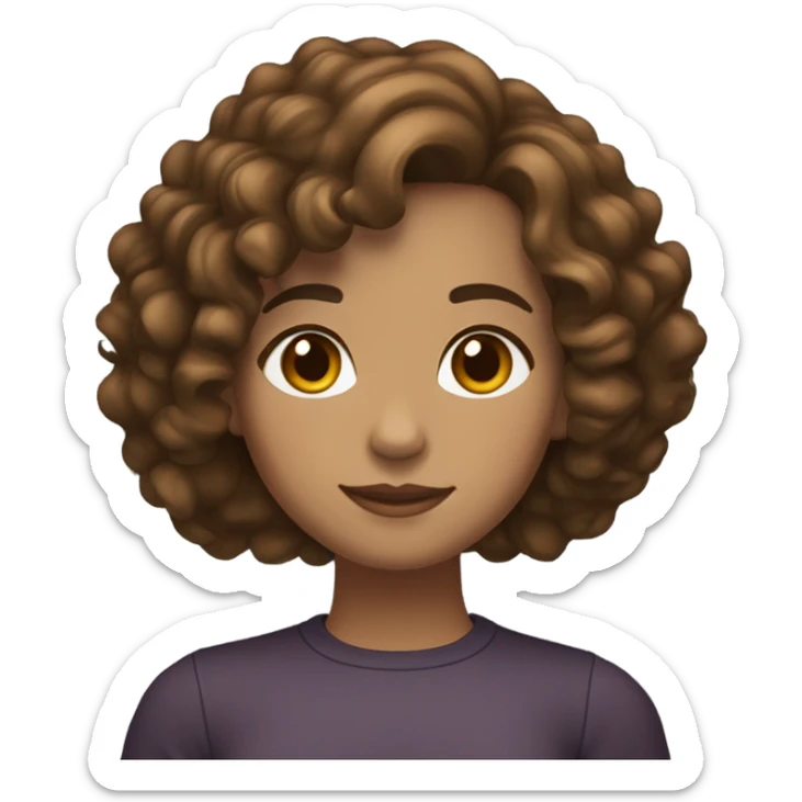 girl with light brown skin and medium curly brown volumous hair at shoulder length  sticker