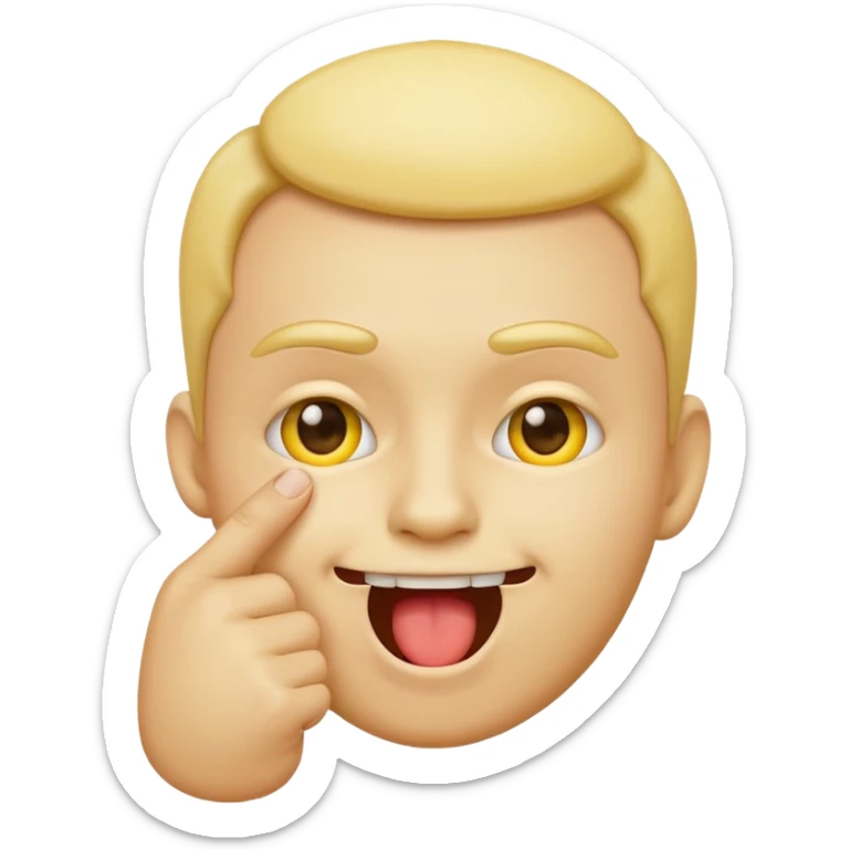 please create an emoji of the yellow face emoji kind of it bitting its index finger with a cheeky expresion sticker