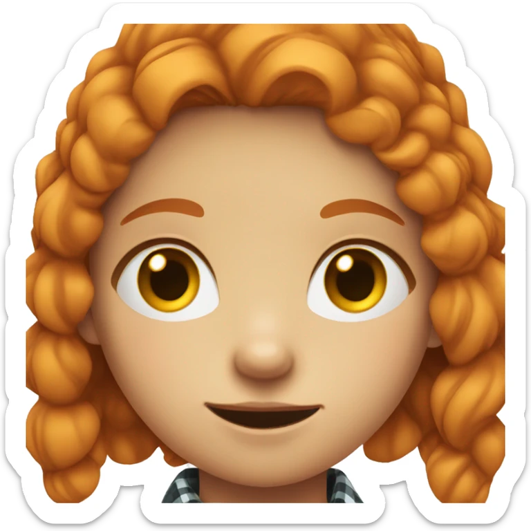 ginger girl in plaid shirt with scar on right side of face sticker