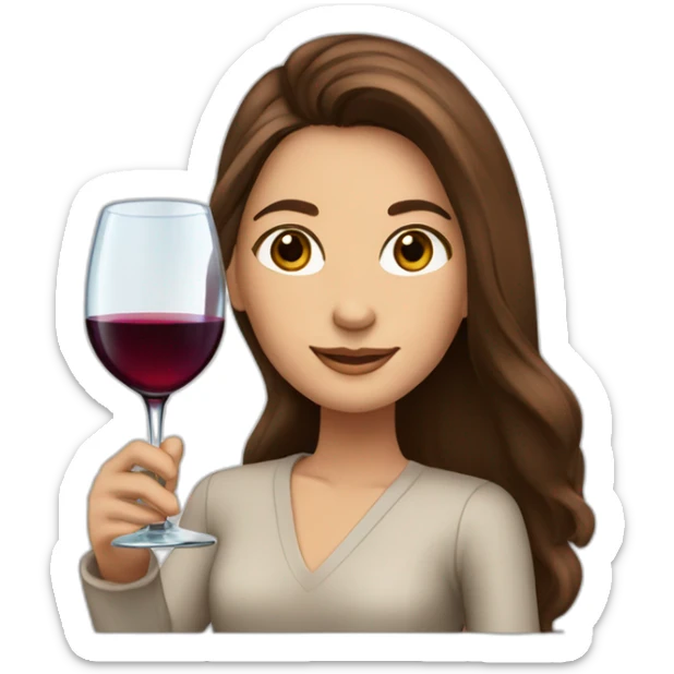 girl with long brown hair and brown eyes, with a glass of wine and KPMG background sticker