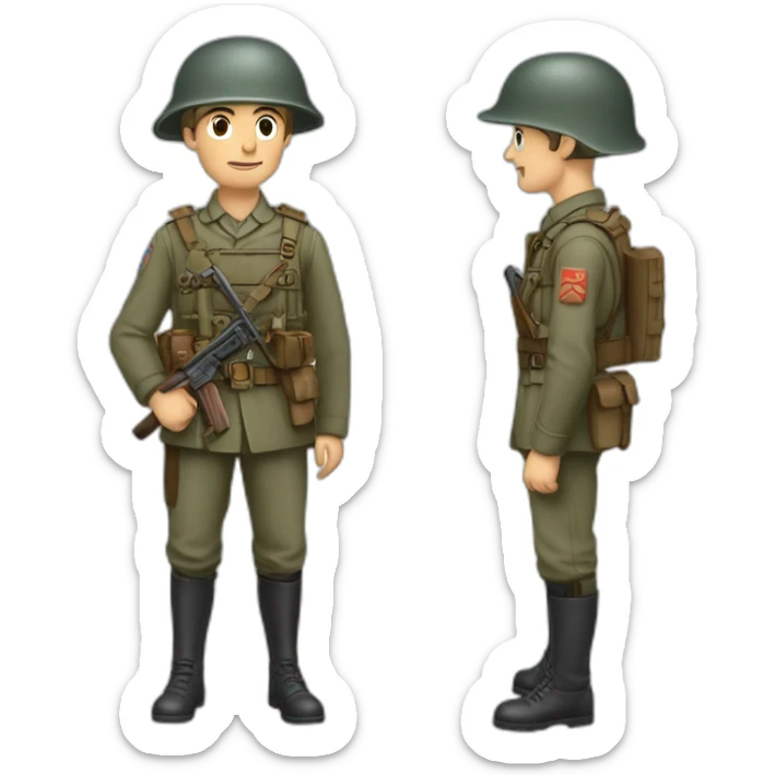 un soldat français de la première guerre mondiale avec son arme sticker