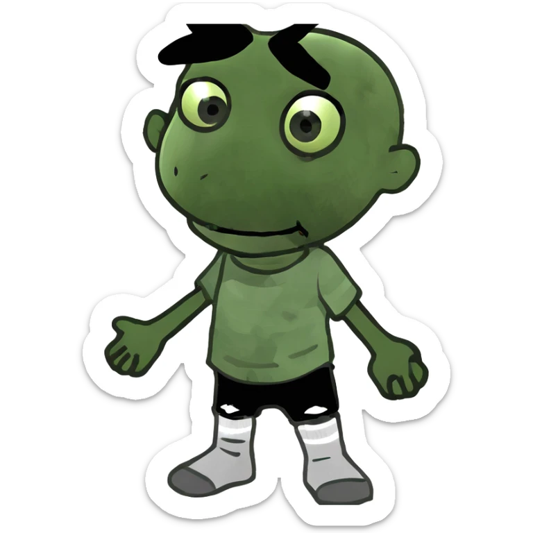 Super idol as creepy black zombie toddler with a gray spot shining on his head with the background being dark gray and “super idol” is almost pitch black and outside of that circle is literally just a pitch black background sticker