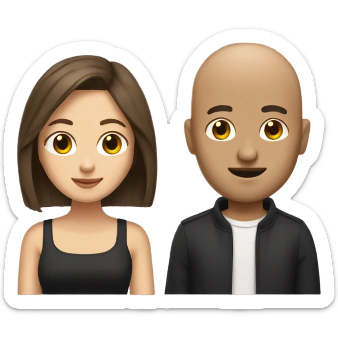 Bald guy and brown hair girl at a concert sticker