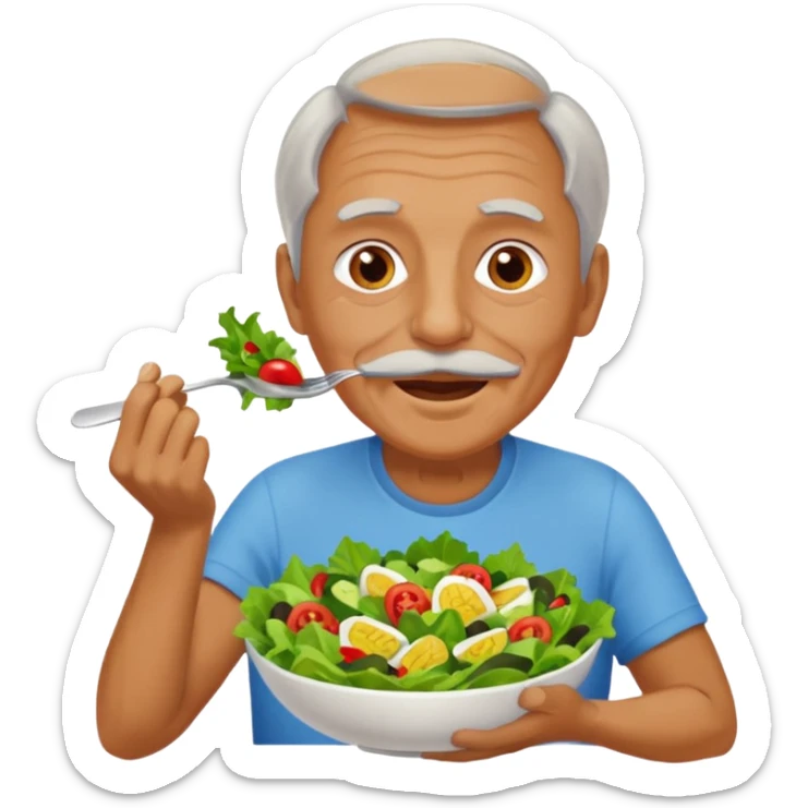 I want to create an emoji of a old  guy eating healthy food sticker