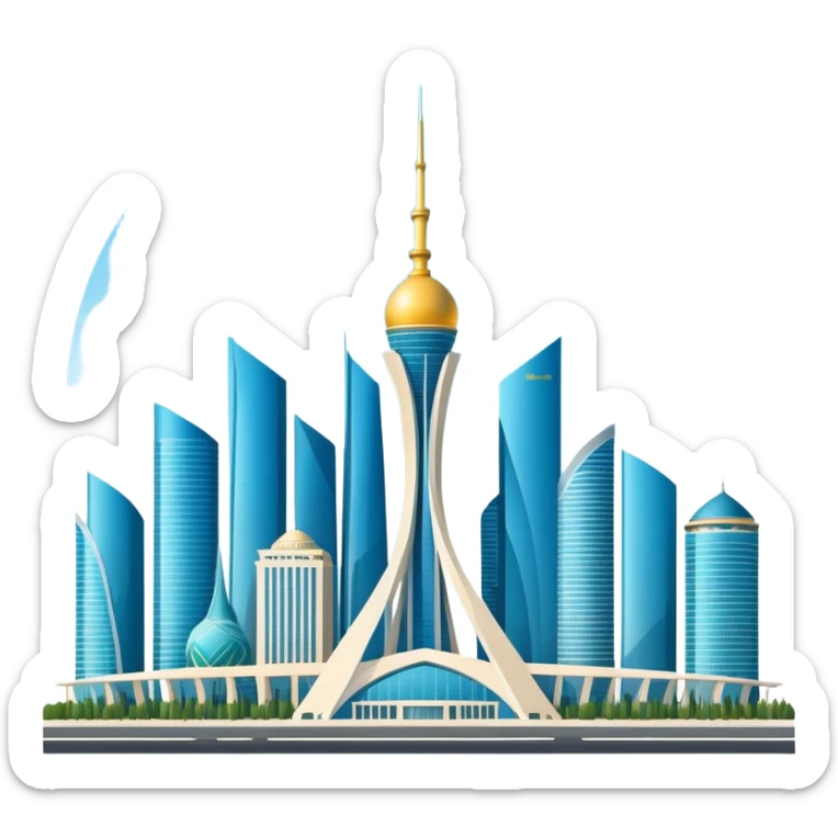 Astana skyline with Bayterek Tower, the capital city of Kazakhstan sticker