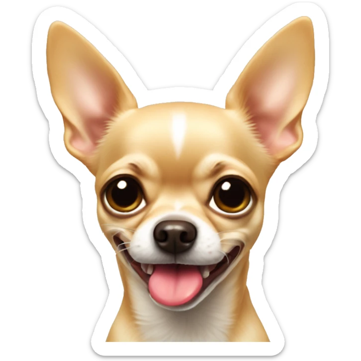 Beige Chihuahua with tongue out of his mouth at one side sticker