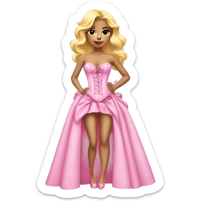 Blonde girl in pink corset dress sticker