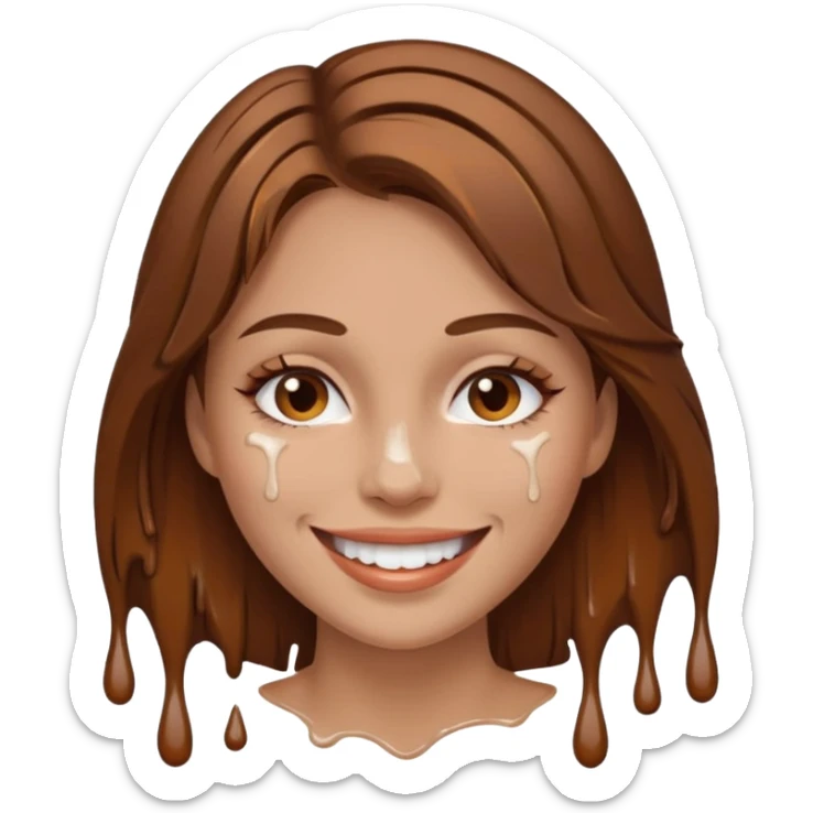 Brown Hair Woman , white paint , drip, face, hot  Sexy sticker