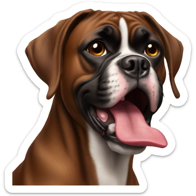 dark brown boxer dog with tongue hanging out of mouth sticker