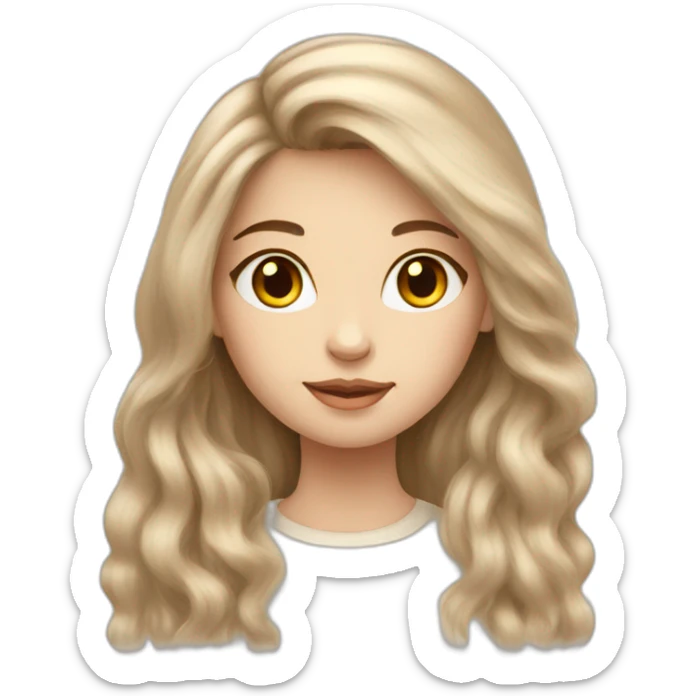 Girl-with-long-hair-and-cat-angora-beige-and-white sticker