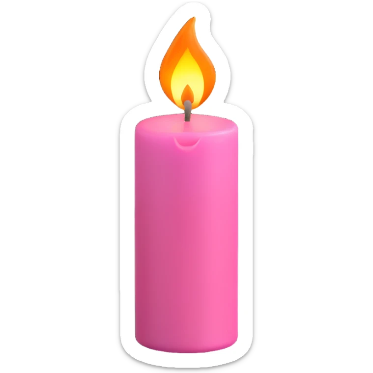 Draw a pink candle with a flame on it at an angle of 15 degrees from the vertical. sticker