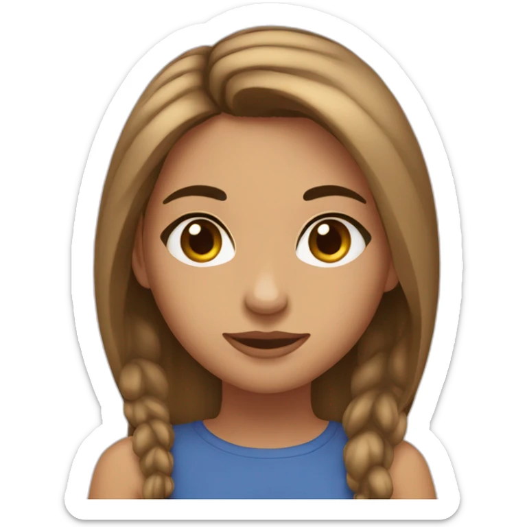 Girl with tan skin, mid length brown hair, bigish nose, long lashes and sorta eye bags sticker