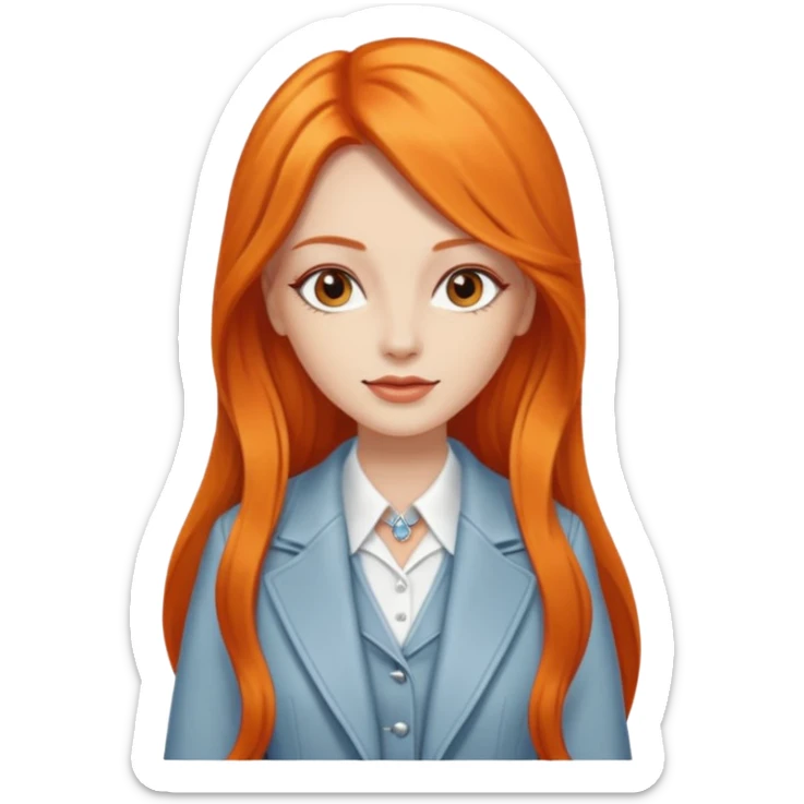 as un mujer de cabbelo anarangado con ropa bonita modelando en una pasarela pero que tenga cabello largo y que se vea la pasarela sticker