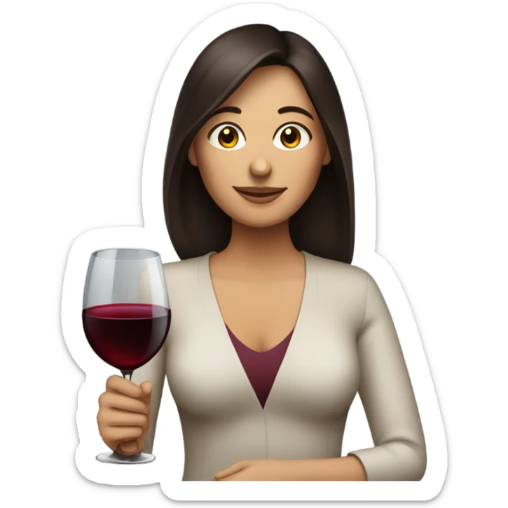 Brunette woman holding glass of red wine in each hand sticker