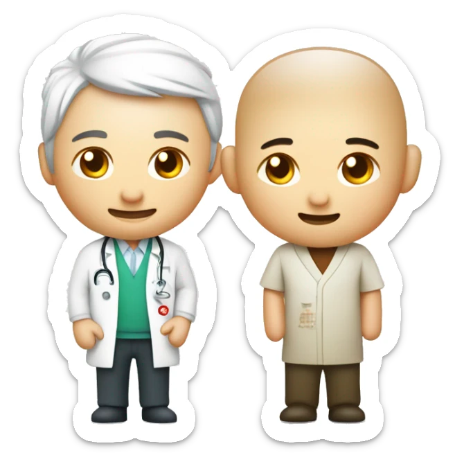 chiropractic and traditional chinese medicine. TCM doctor (shifu) with western doctor. sticker