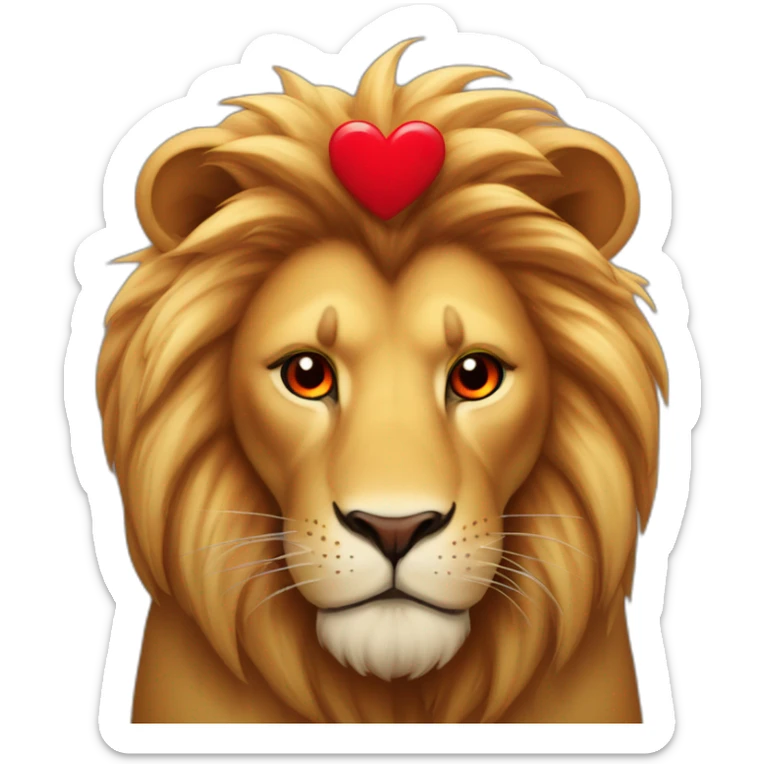 Lion face with big red hearts in his eyes, he looks so much in love sticker