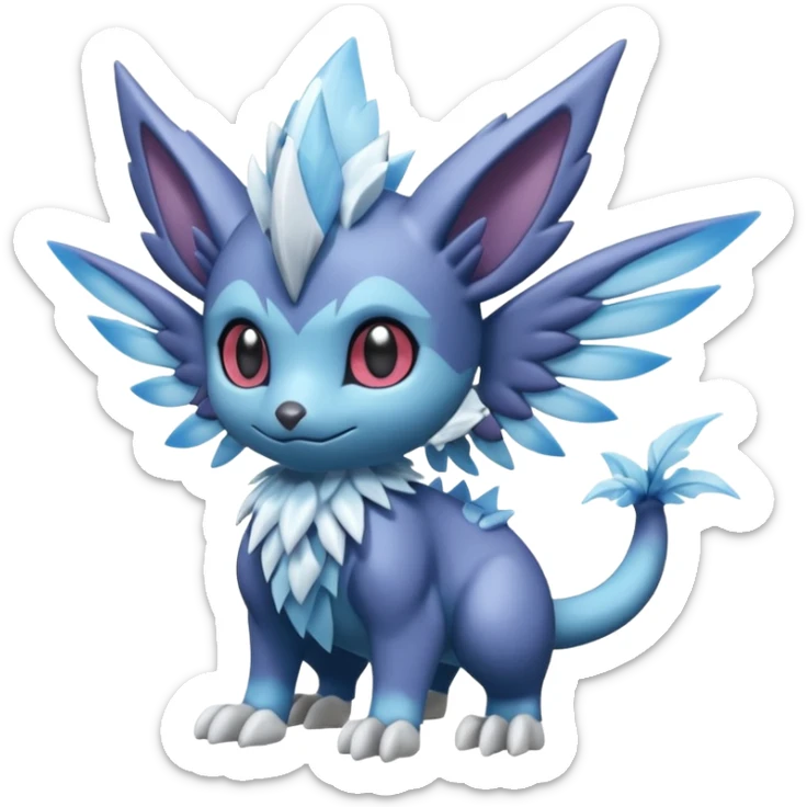 Elemental plum-plumed dark dusky mechanical frosty fairy-like fantasy epic rare Glalie-Sneasel-Togetic-Pokémon-Fakémon-hybrid-creature sticker