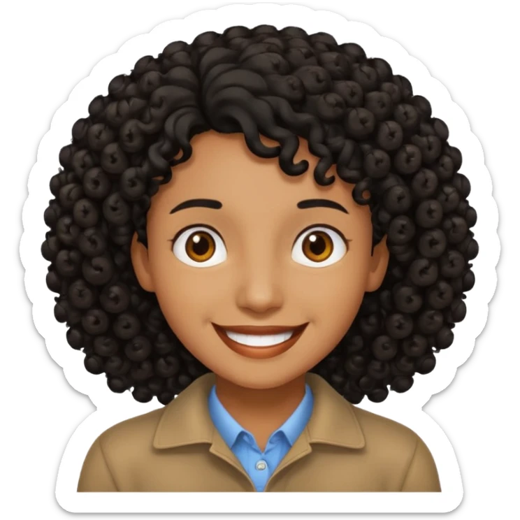fat person emoji but make him brown skin and curly black hair sticker