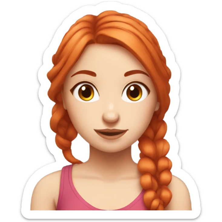 Yoga girly girl sitting criss cross fit red hair girl beautiful face fair skin sticker